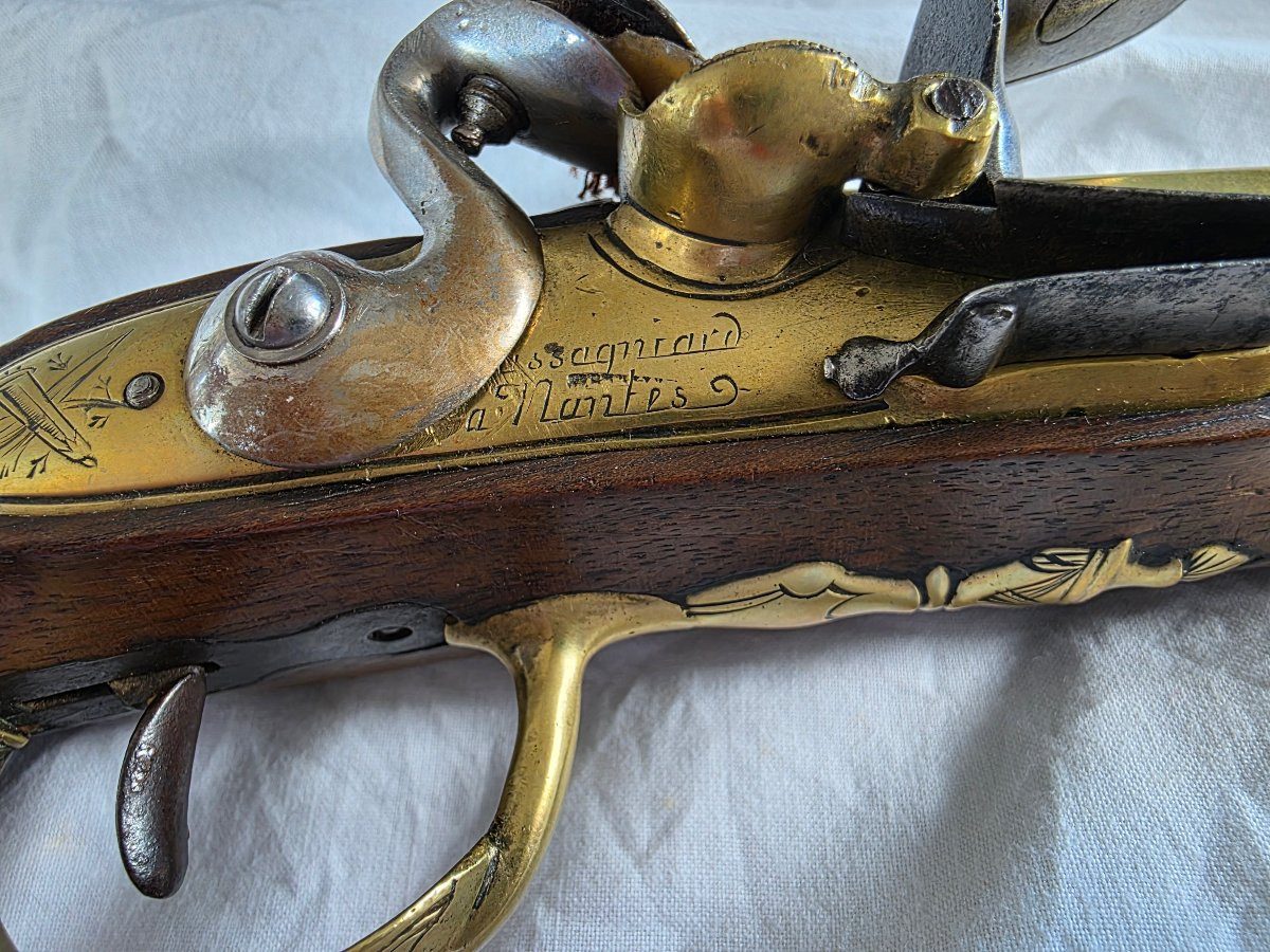 Pistolet d'Officier de Marine à Silex - Cassaignard à Nantes - Fin XVIIIe-photo-1