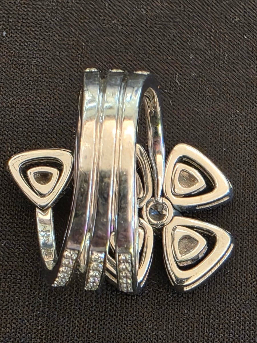 "fiorever" Ring Of The House Of Bvlgari In 18k White Gold And Diamonds-photo-5