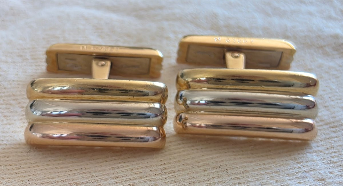 Pair Of Cartier Cufflinks, Signed By The Prestigious Maison Cartier-photo-3