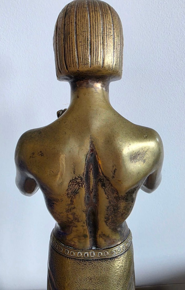 Grande Sculpture Art Déco « Melixo » par Max Le Verrier – Rare Fonte Ancienne en Bronze (56,5 c-photo-3