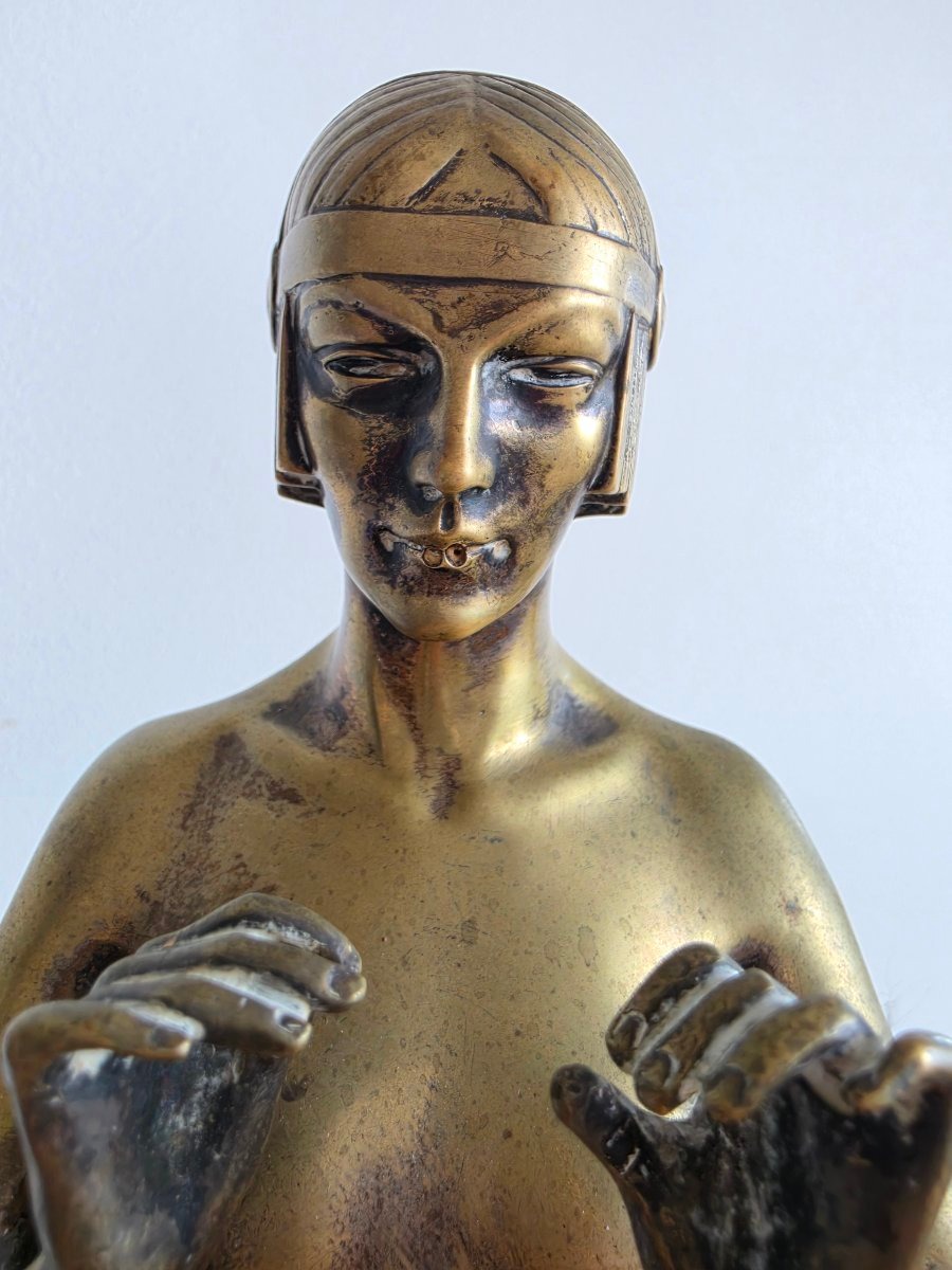 Grande Sculpture Art Déco « Melixo » par Max Le Verrier – Rare Fonte Ancienne en Bronze (56,5 c-photo-4