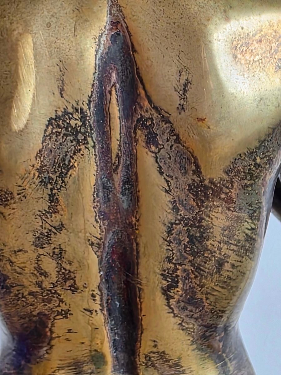 Grande Sculpture Art Déco « Melixo » par Max Le Verrier – Rare Fonte Ancienne en Bronze (56,5 c-photo-7