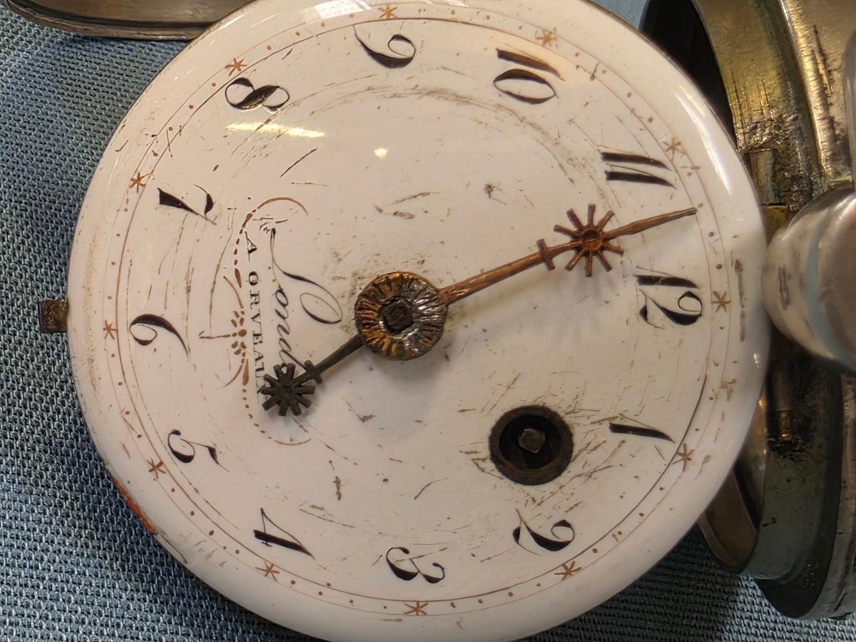 Montre de poche à coq en argent, Londet à Orvaux, vers 1840 – 106 g-photo-5