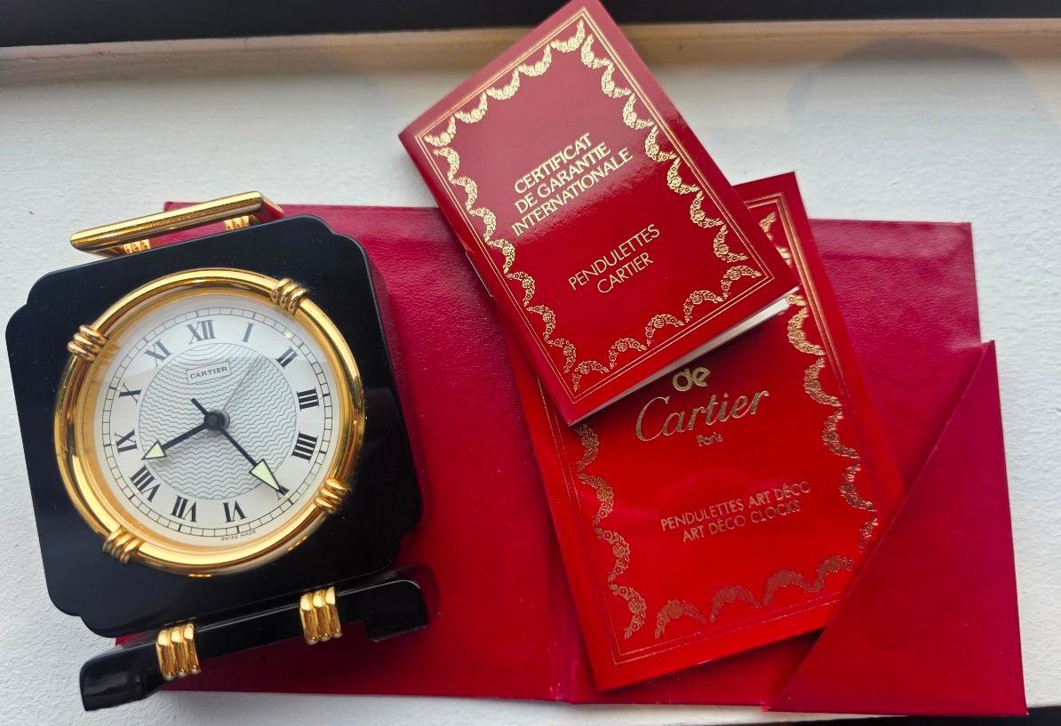 Cartier – Elegant Art Deco Travel Clock – With Certificate Of Authenticity