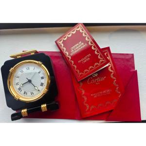 Cartier – Elegant Art Deco Travel Clock – With Certificate Of Authenticity