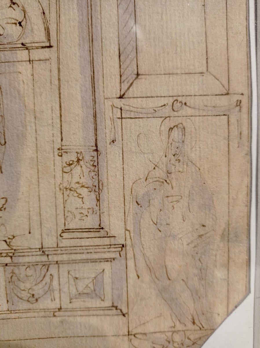 16th Drawing, Italian School, Chapel Project, Giulio Campi-photo-4