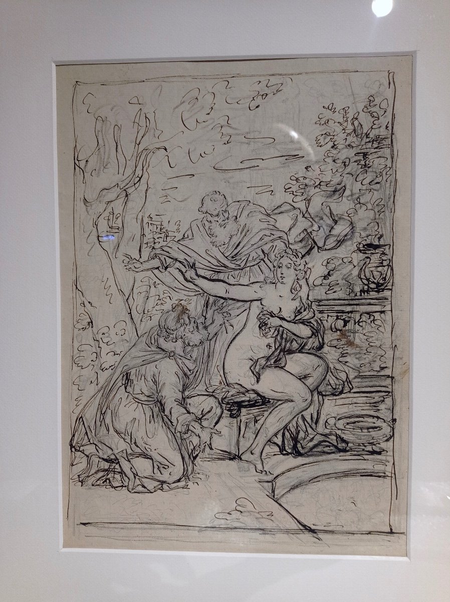 Jean-claude Naigeon (1753-1832), Suzanne And The Old Men, Drawing-photo-1