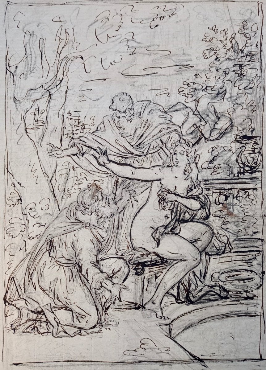 Jean-claude Naigeon (1753-1832), Suzanne And The Old Men, Drawing-photo-4
