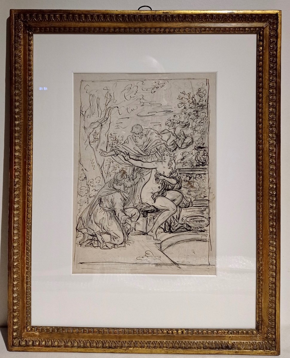 Jean-claude Naigeon (1753-1832), Suzanne And The Old Men, Drawing