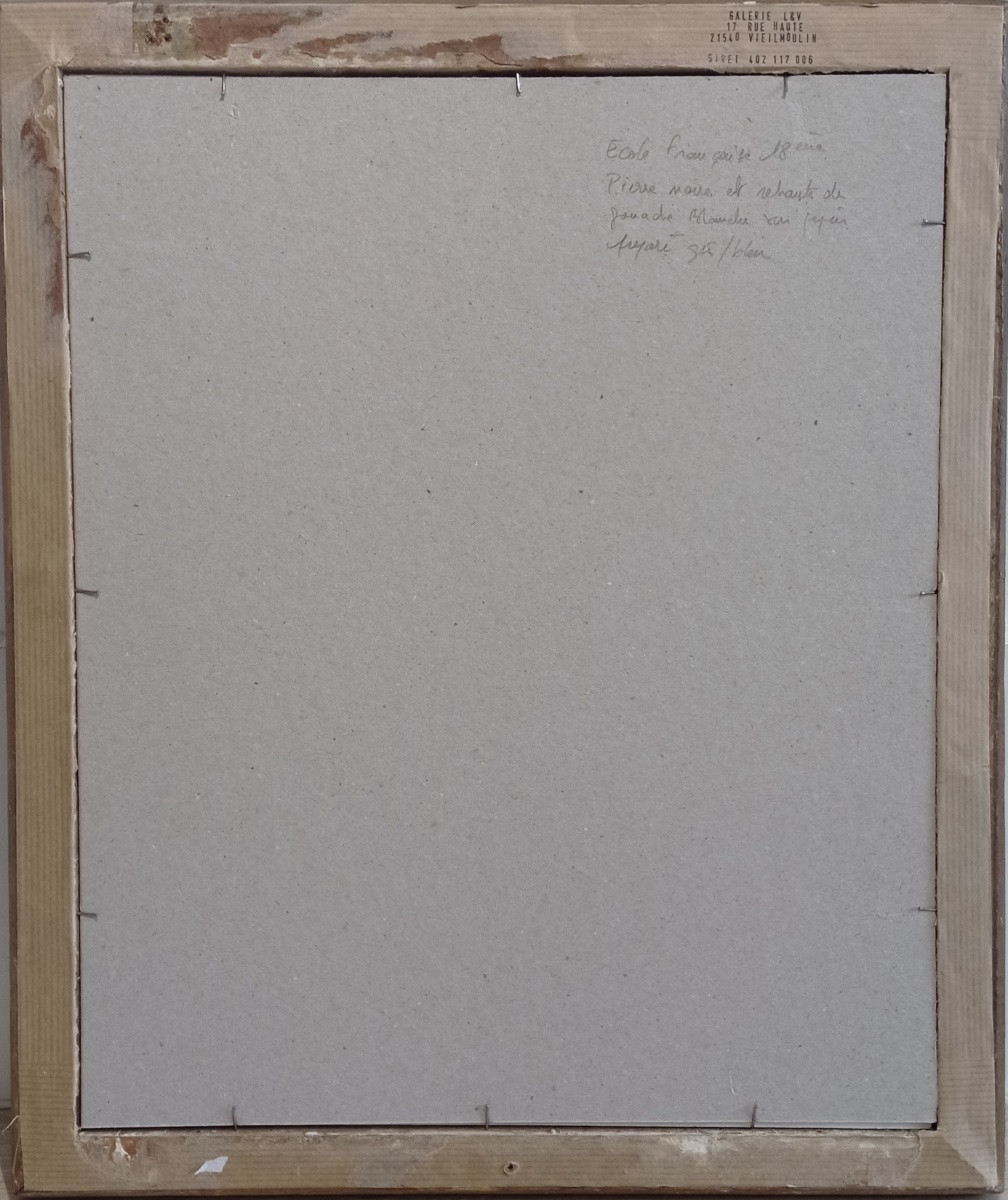Daphné Et Apollon, Ecole Française Du 18ème Siècle, Dessin Ancien Sur Papier Préparé.-photo-6