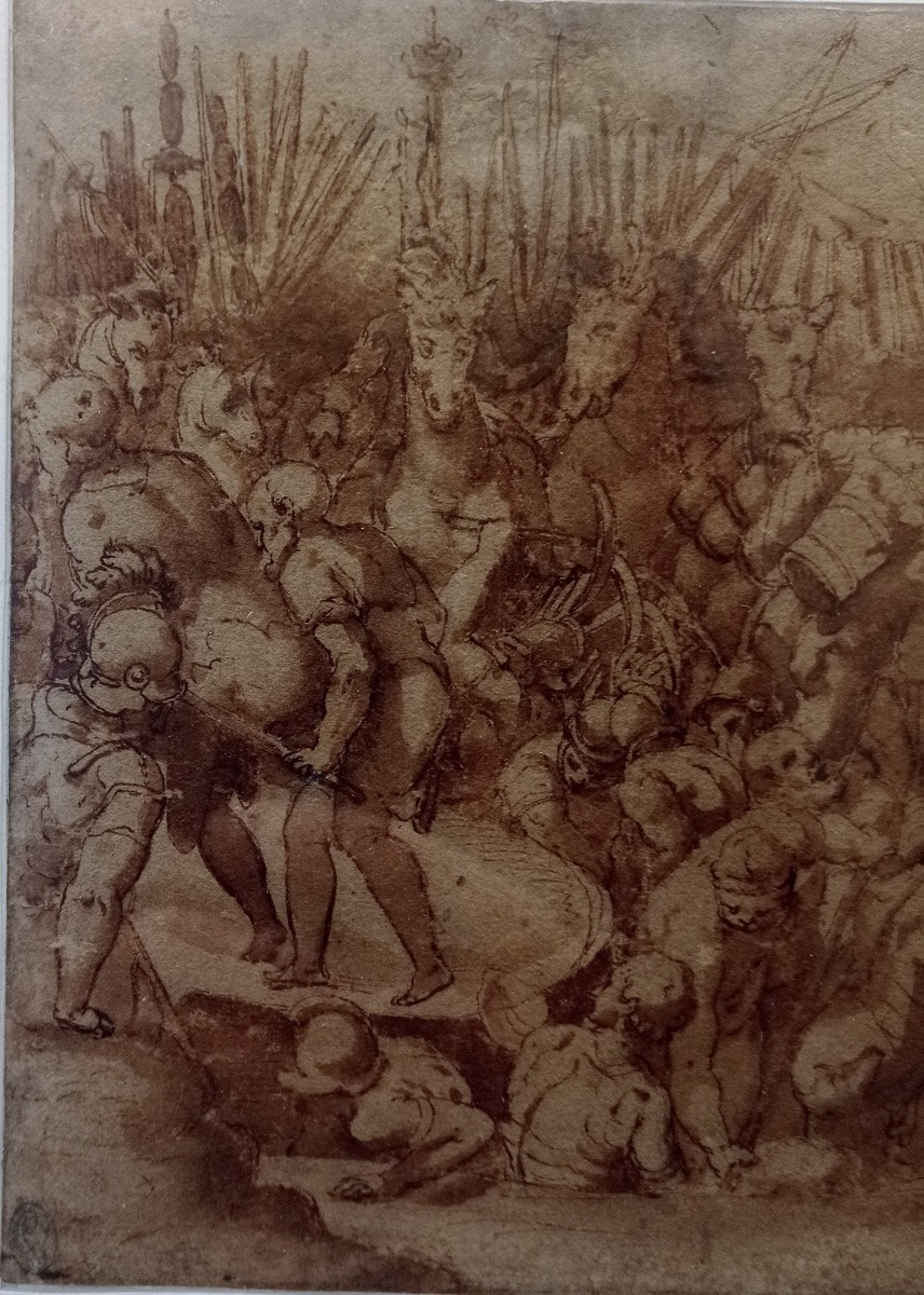 Taddeo Zuccaro (1529-1566), Roman Camp Scene, Pen And Brown Wash On Paper.-photo-3