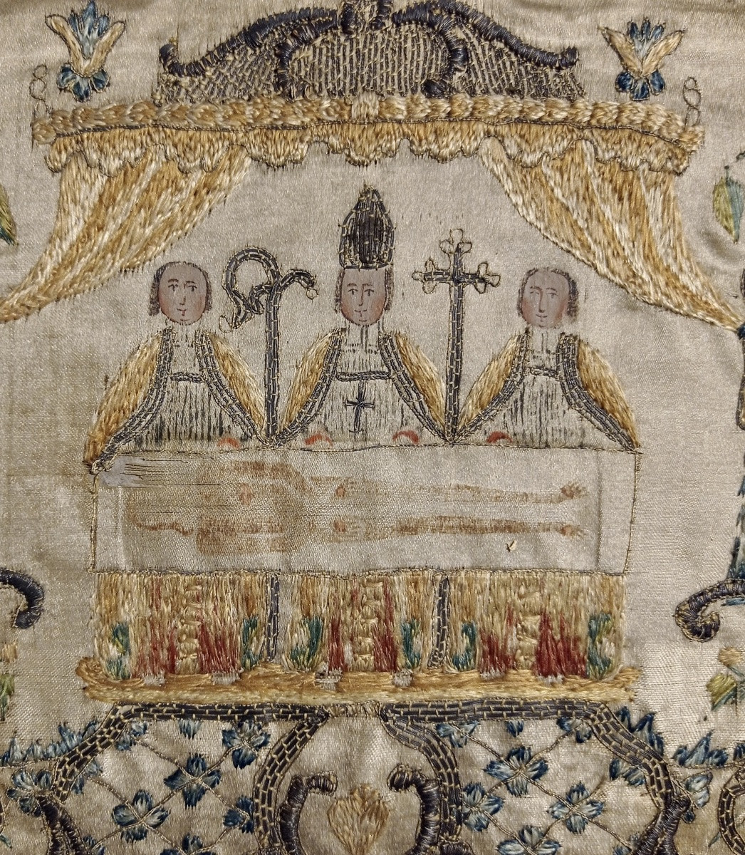 Lot Of 5 Embroideries From The Late 17th And 18th Centuries-photo-2