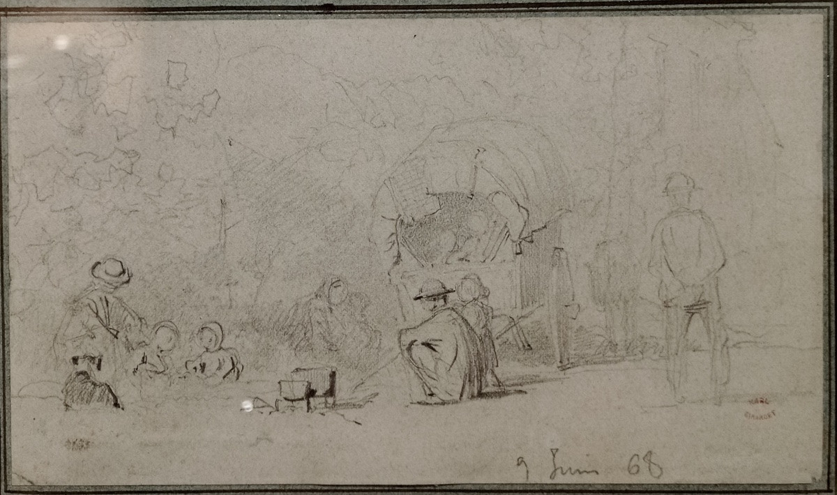 Karl Girardet (1813-1871) Graphite On Paper, 19th Century.-photo-1