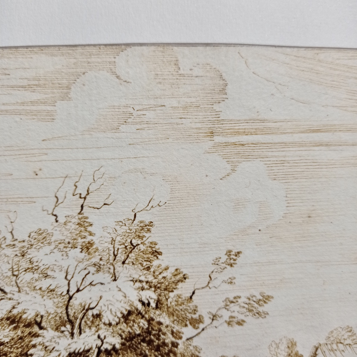 Ercole Bazzicaluva (1590-1641) Pen Drawing, Italian Landscape, Early 17th Century-photo-2