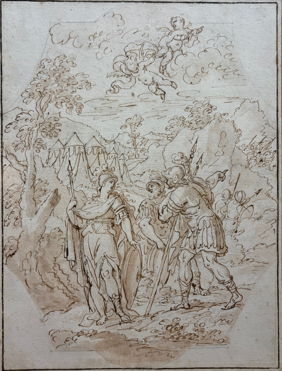 Dessin ancien, école italienne  baroque  fin 17 ème début 18 ème. Antonio Balestra (autour de).-photo-1