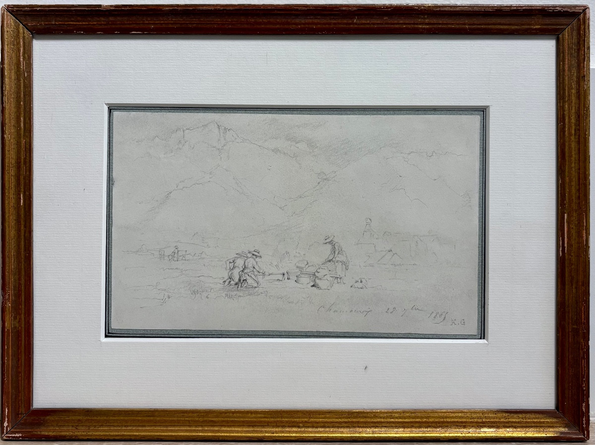Karl Girardet (1813-1871) Mine de plomb sur papier, 19ème siècle.