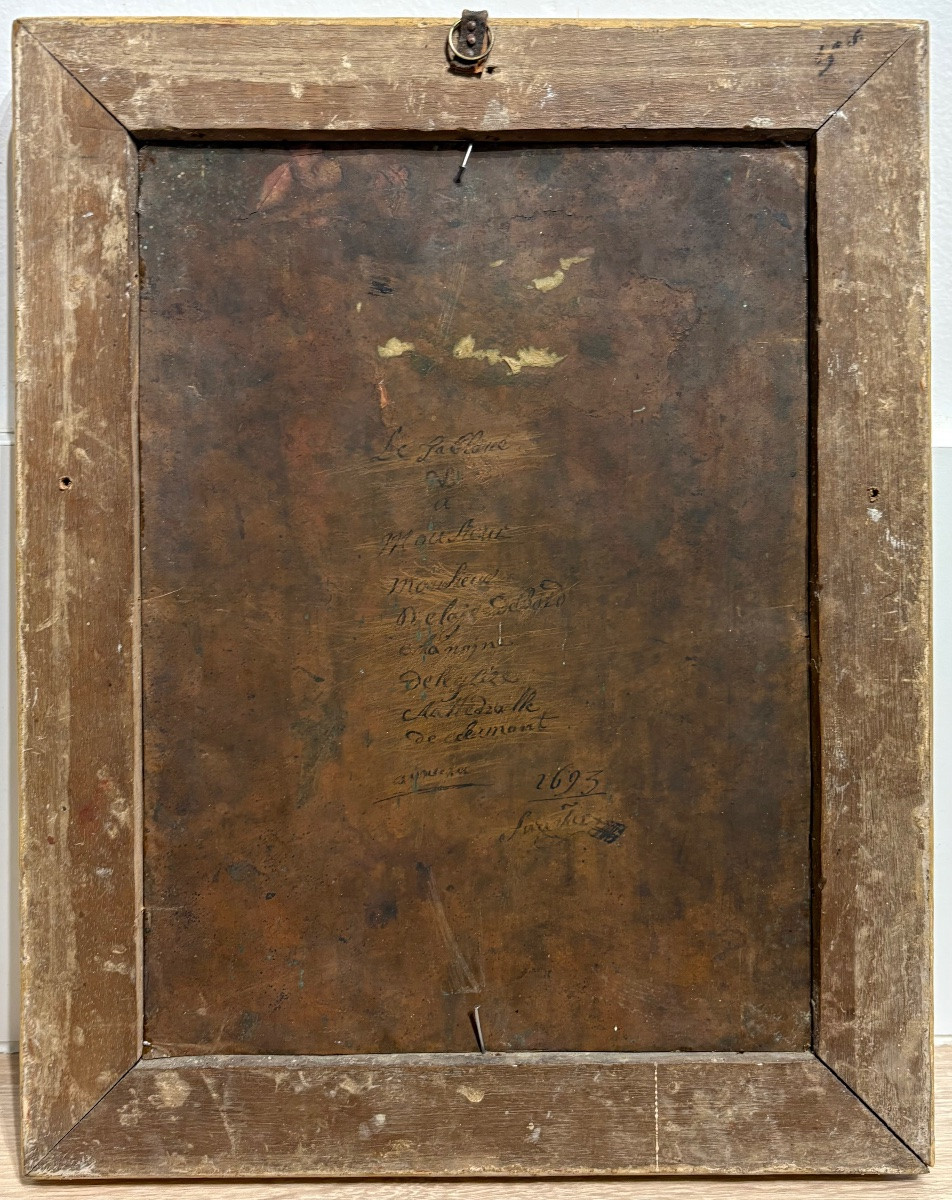 Jesus jeune, école française du 17ème siècle, huile sur cuivre.-photo-3