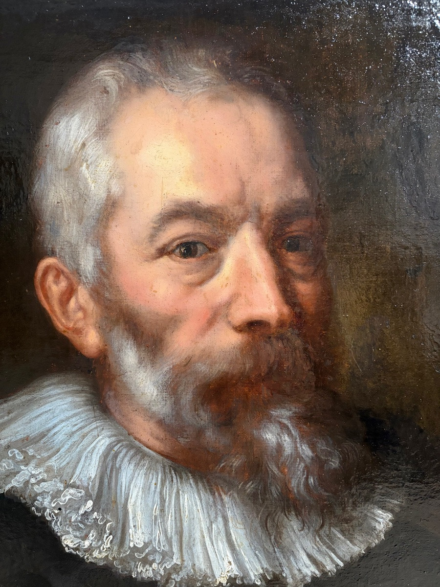 D'après Anton Van Dyck, portrait 17ème/18ème, huile su r toile.-photo-2