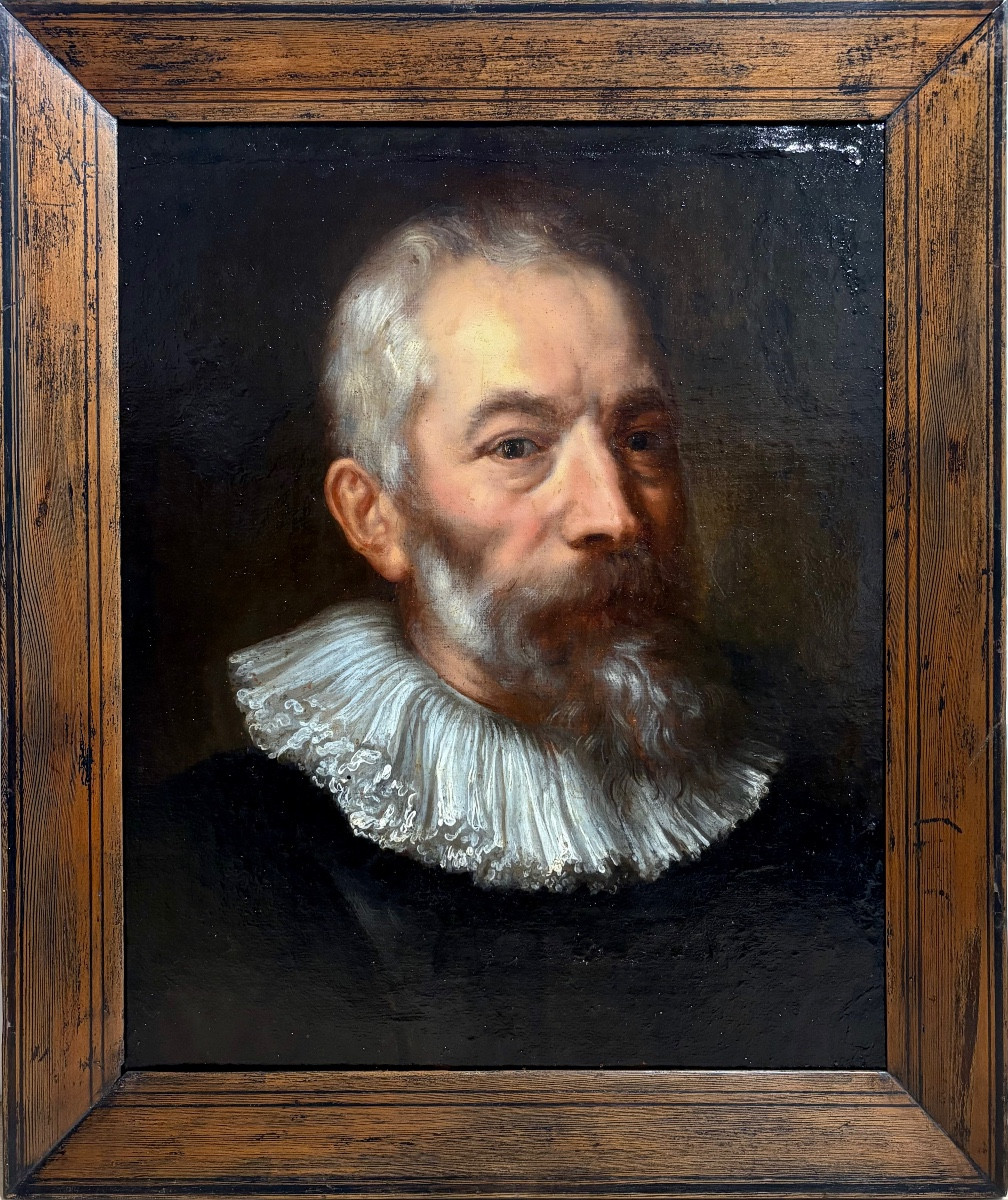 D'après Anton Van Dyck, portrait 17ème/18ème, huile su r toile.