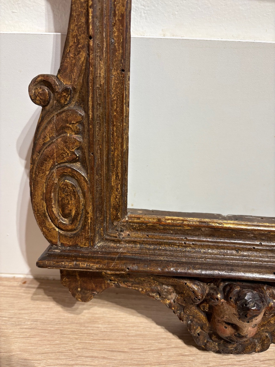 Cadre ancien 17&egrave;me si&egrave;cle  en bois sculpt&eacute;, Putti.-photo-4