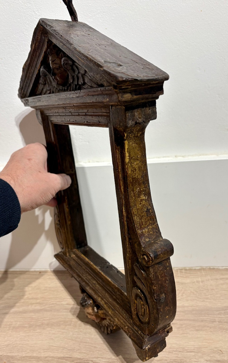 Cadre ancien 17&egrave;me si&egrave;cle  en bois sculpt&eacute;, Putti.-photo-6