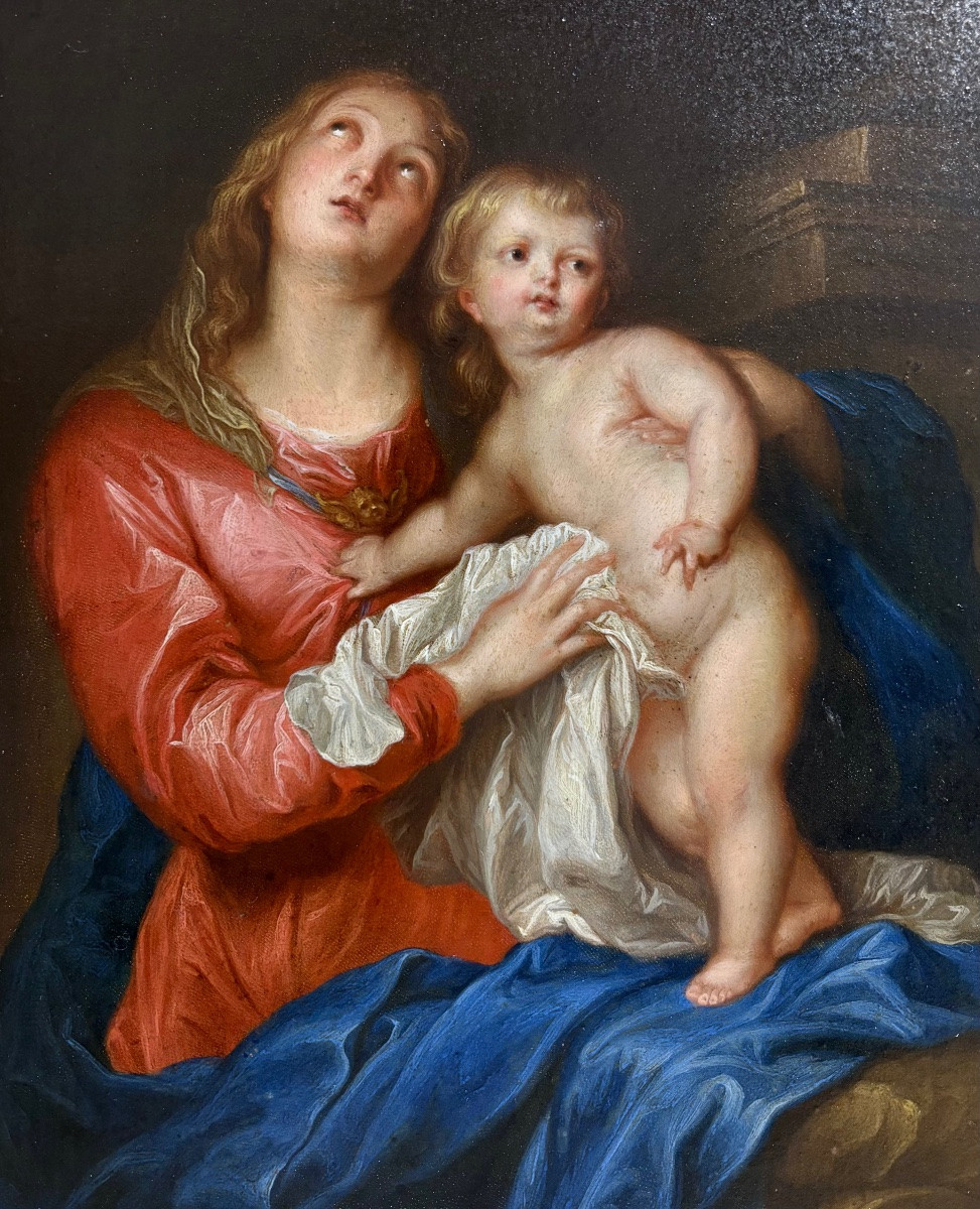 Anton Van Dyck (1599-1651) d'après. Ecole du nord fin 17è début 18è.-photo-1