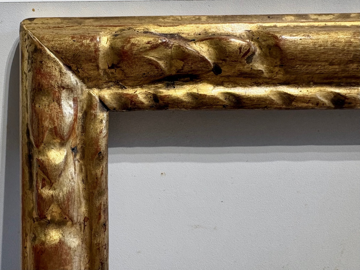 Cadre ancien, Italie fin 18ème Siècle , Bois Sculpté Doré.-photo-1