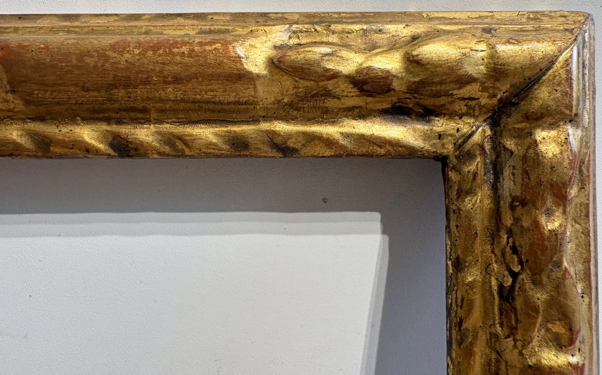 Cadre ancien, Italie fin 18ème Siècle , Bois Sculpté Doré.-photo-2