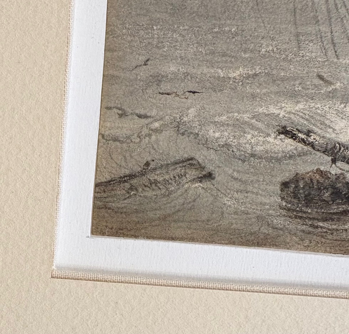 "shipwreck" 19th Century School, Ink Wash And Brown Watercolor.-photo-3