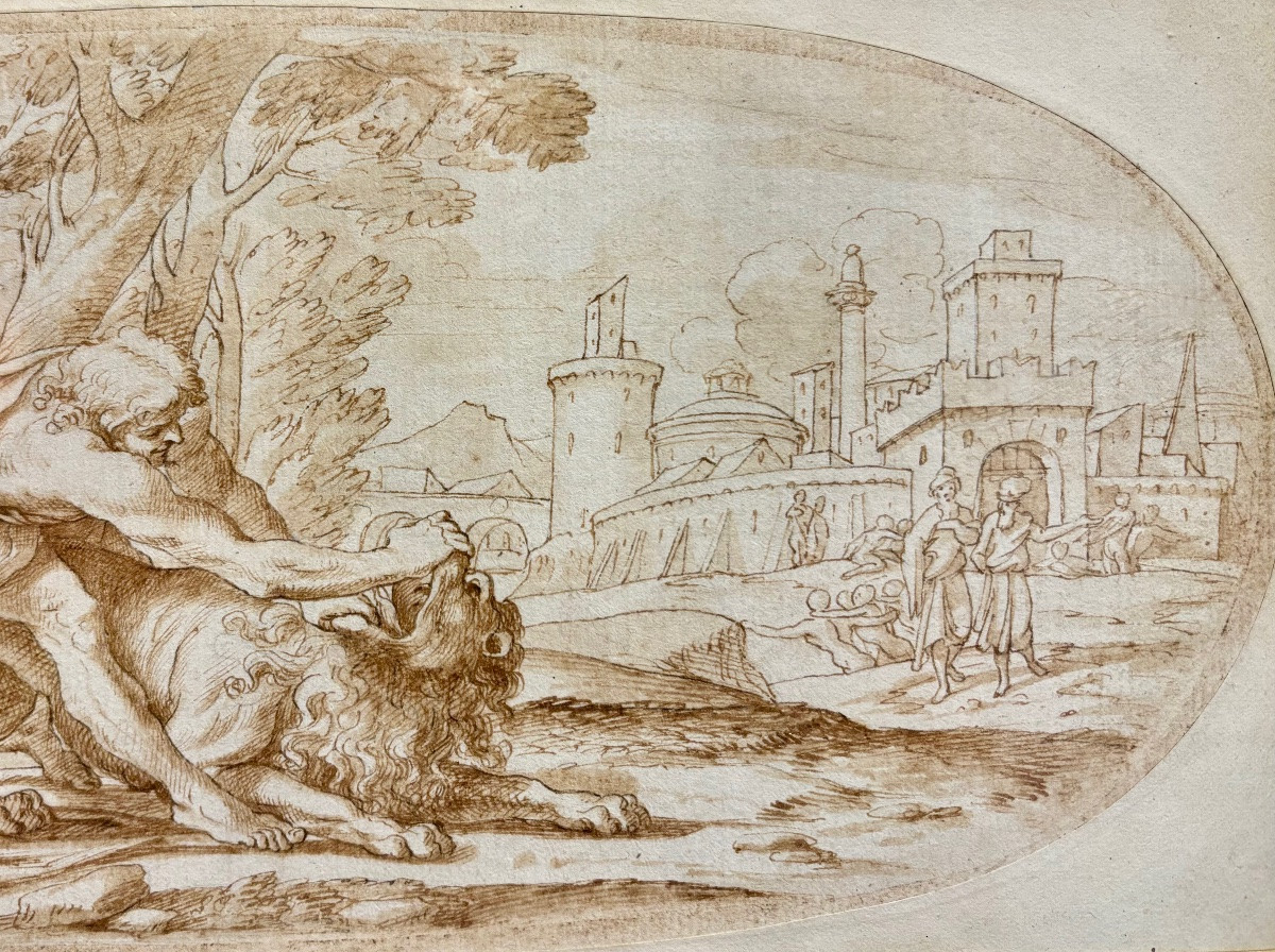 Heracles And The Lion Of Nemea, 17th Century Italian School.-photo-4