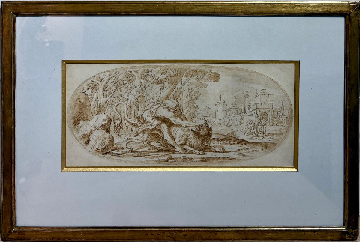 Heracles And The Lion Of Nemea, 17th Century Italian School.