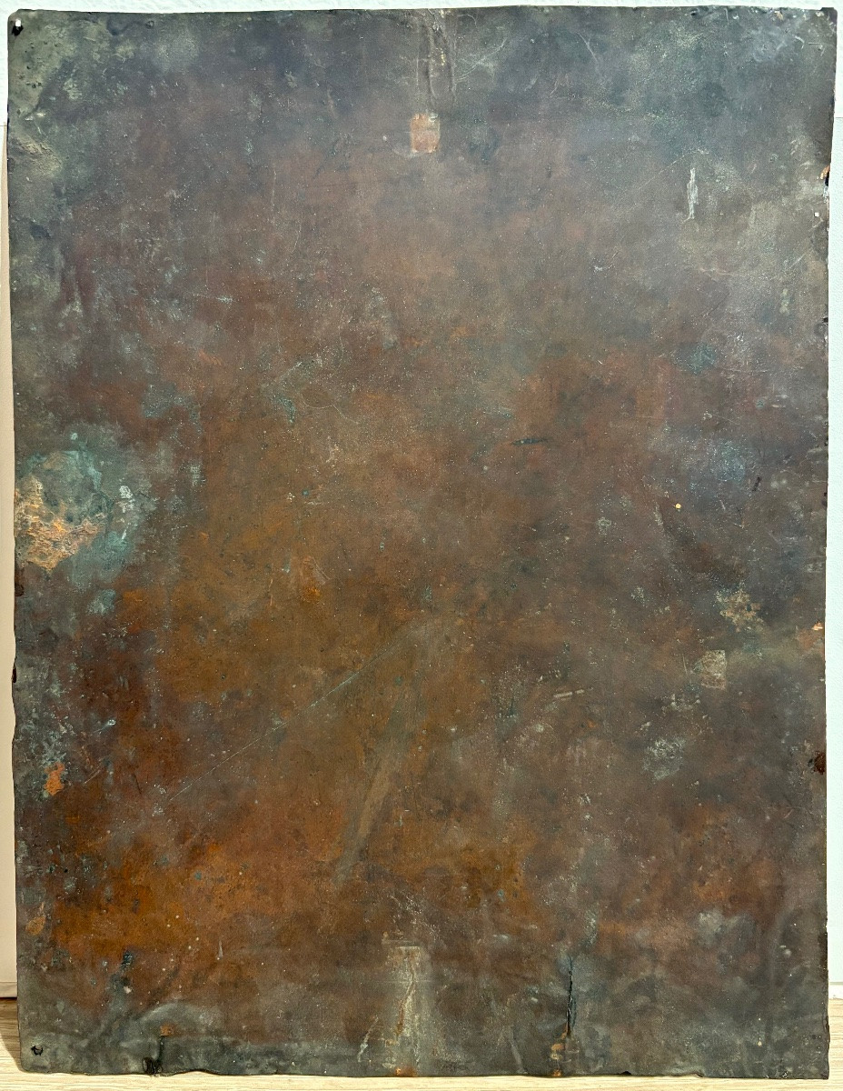 Christ On The Cross, Oil On Copper, Late 17th Century.-photo-5