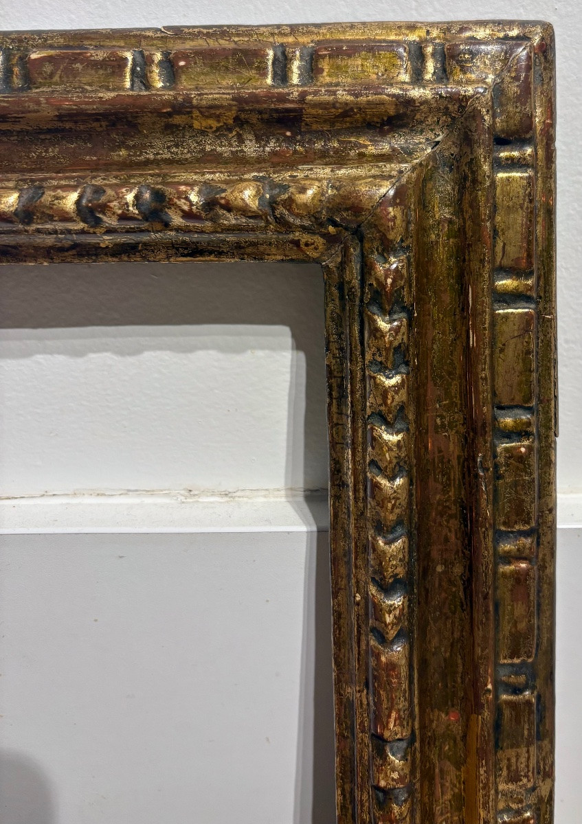 Cadre ancien, Italie début 18ème Siècle , Bois Sculpté Doré.-photo-2