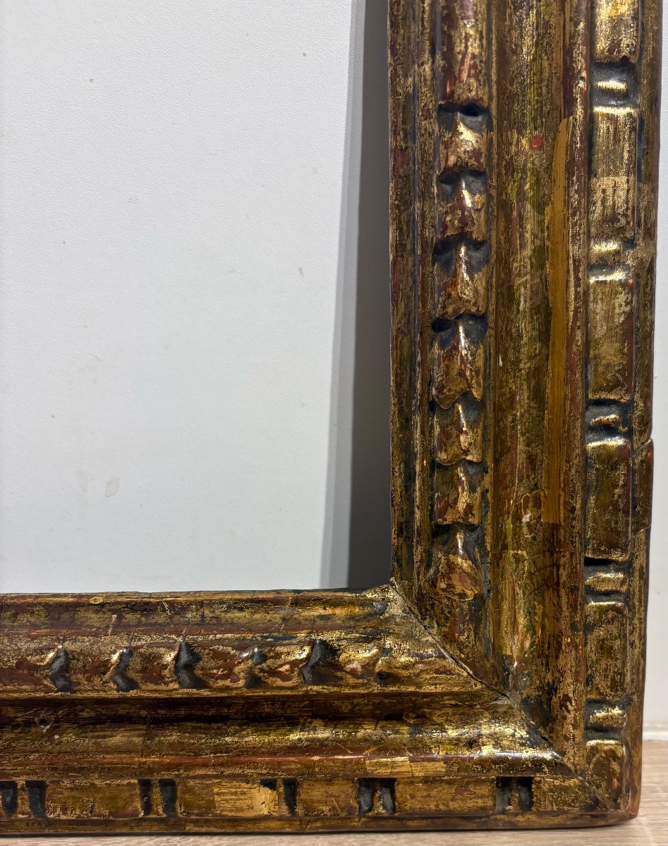 Cadre ancien, Italie début 18ème Siècle , Bois Sculpté Doré.-photo-3