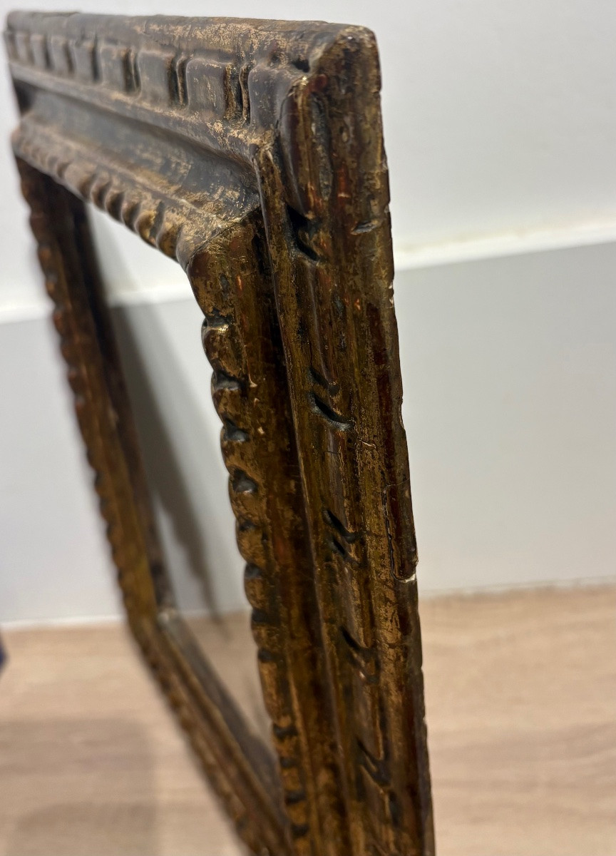 Cadre ancien, Italie début 18ème Siècle , Bois Sculpté Doré.-photo-5