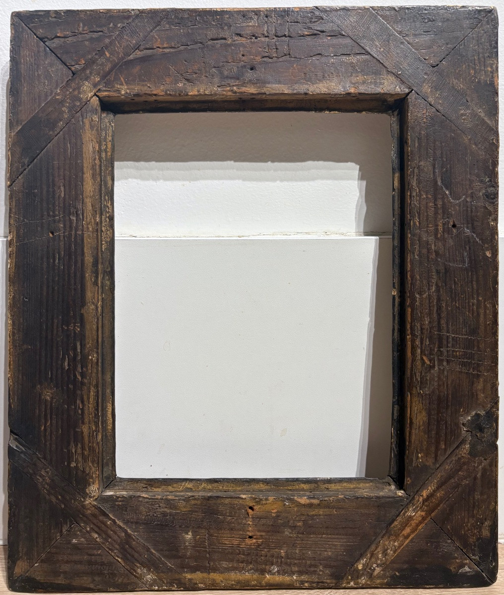 Cadre ancien, Italie début 18ème Siècle , Bois Sculpté Doré.-photo-6