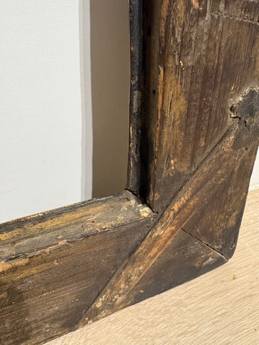 Cadre ancien, Italie début 18ème Siècle , Bois Sculpté Doré.-photo-7