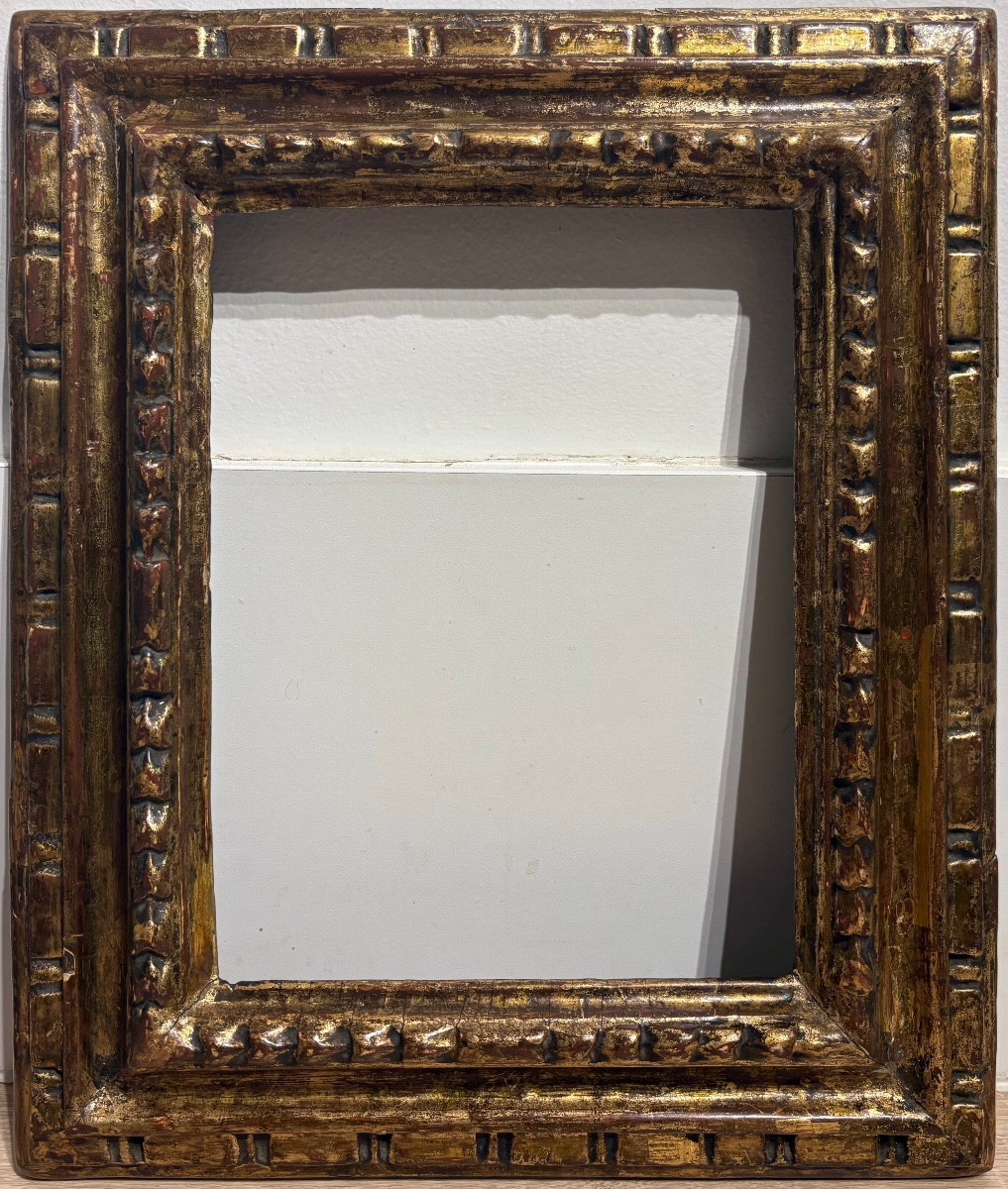 Cadre ancien, Italie début 18ème Siècle , Bois Sculpté Doré.