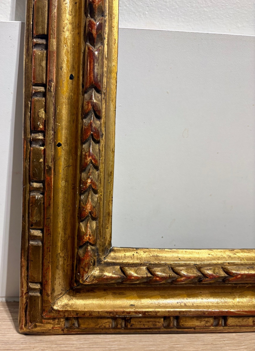 Antique Frame, 18th Century Italy, Gilded Carved Wood.-photo-4