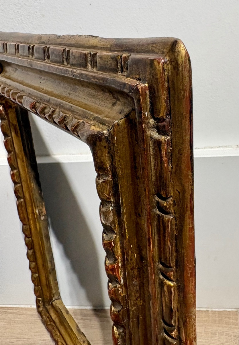 Antique Frame, 18th Century Italy, Gilded Carved Wood.-photo-5
