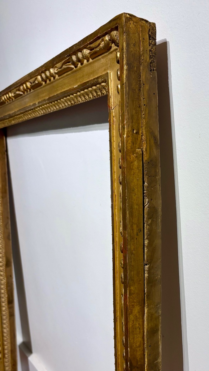 Antique Frame, 18th Century, Gilded Carved Wood.-photo-3