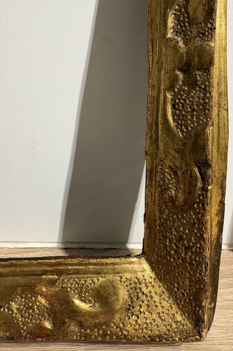 Cadre ancien, Italie 17ème Siècle , Bois Sculpté Doré.-photo-4