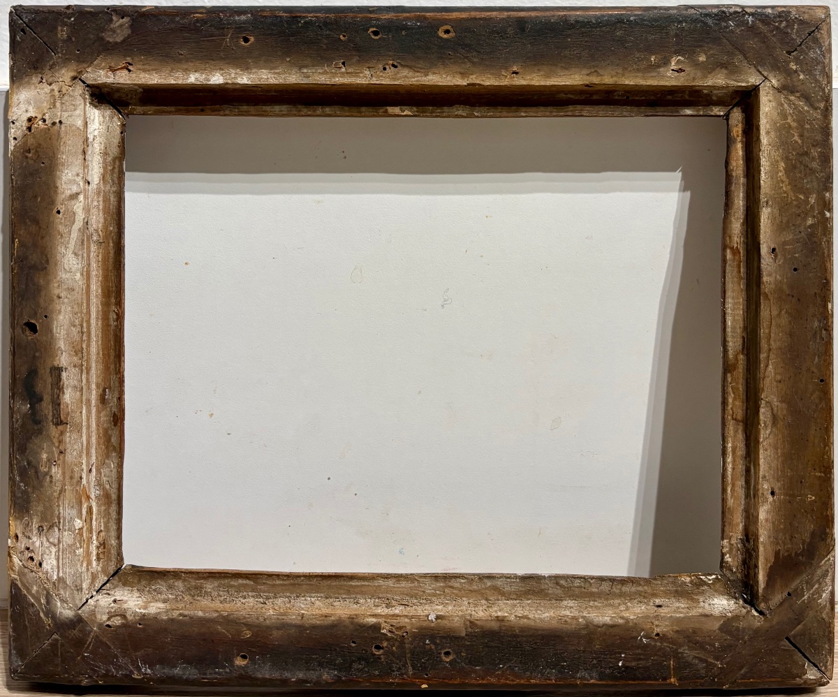 Antique Frame, 18th Century, Carved Wood, Formerly Silver-plated.-photo-3