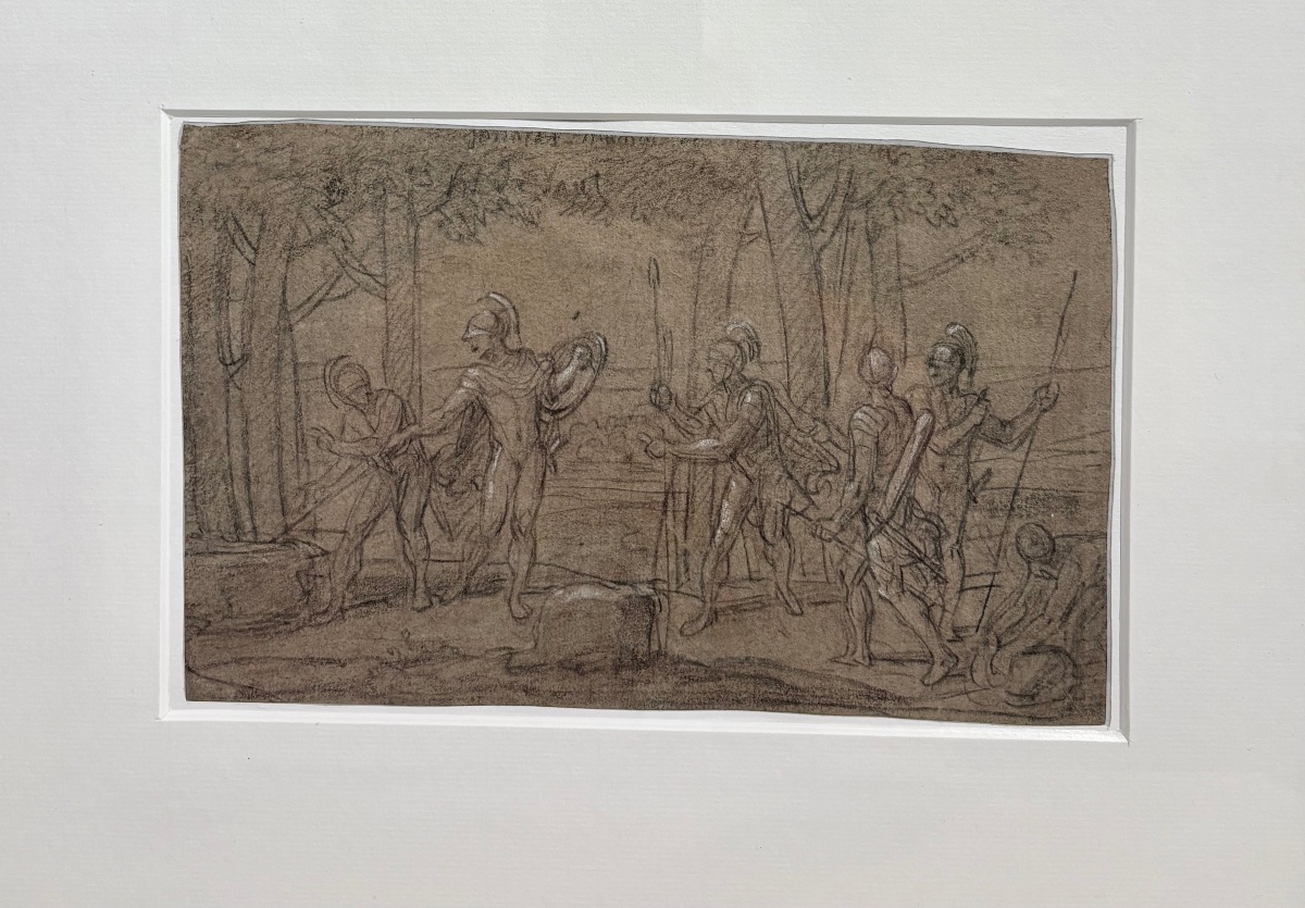 François Alexandre Verdier (1651-1730) attr. Dessin à la pierre noire sur papier.-photo-2