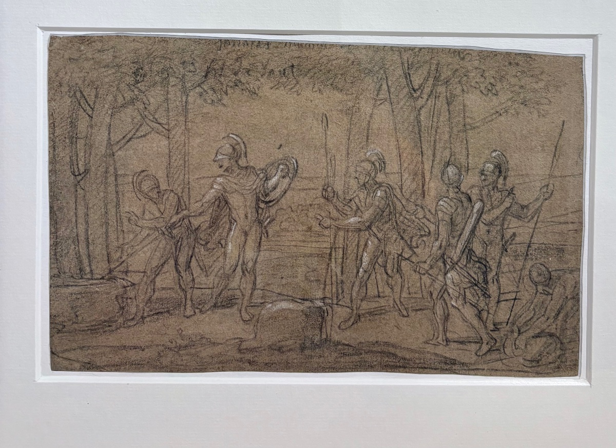 François Alexandre Verdier (1651-1730) attr. Dessin à la pierre noire sur papier.-photo-3
