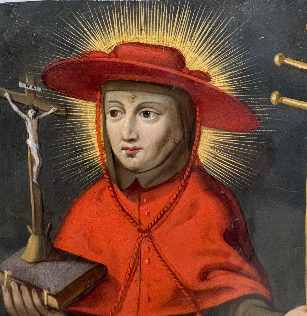 Bonaventure de Bagnioregio, huile sur cuivre du 17ème siècle.-photo-2