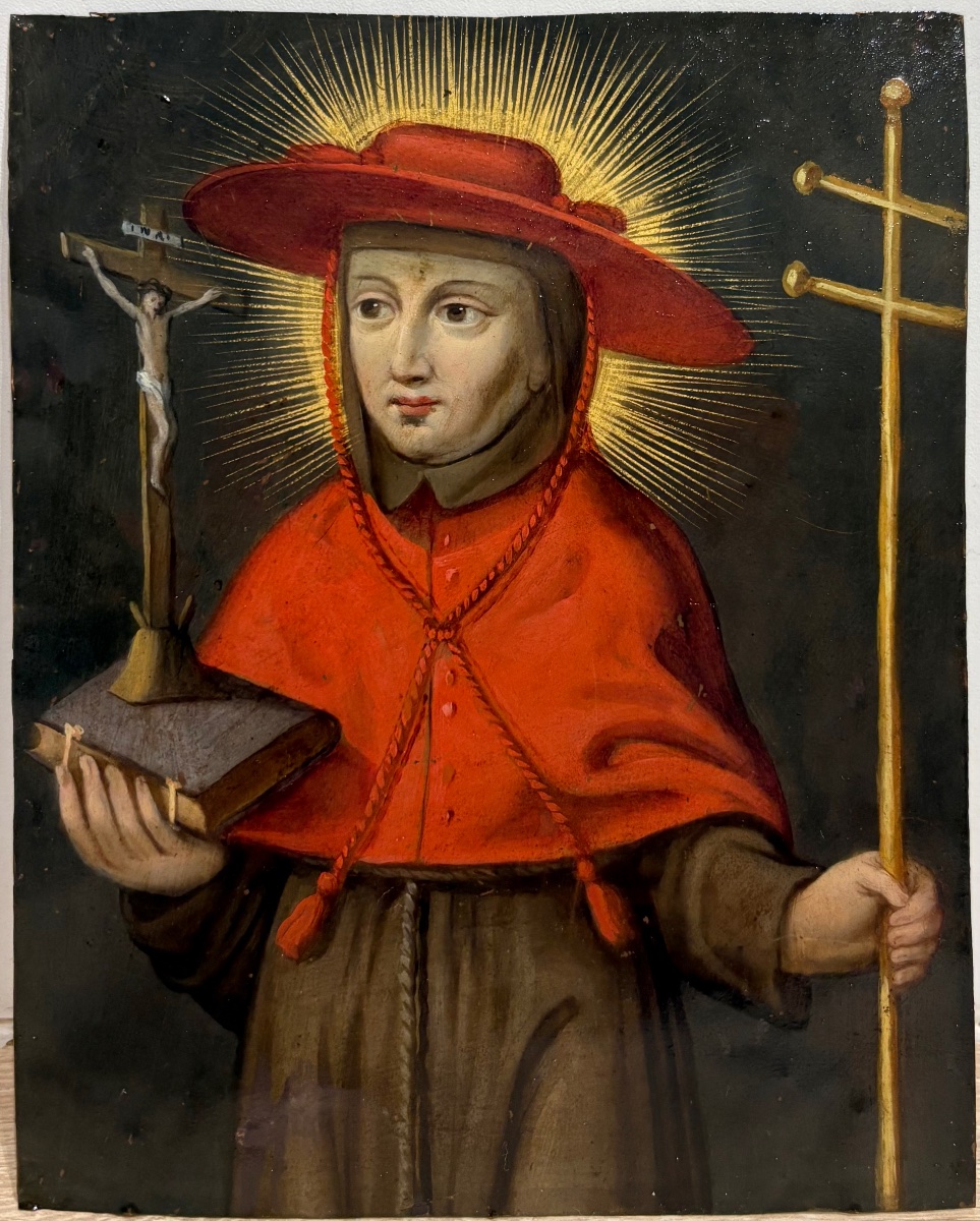 Bonaventure de Bagnioregio, huile sur cuivre du 17ème siècle.