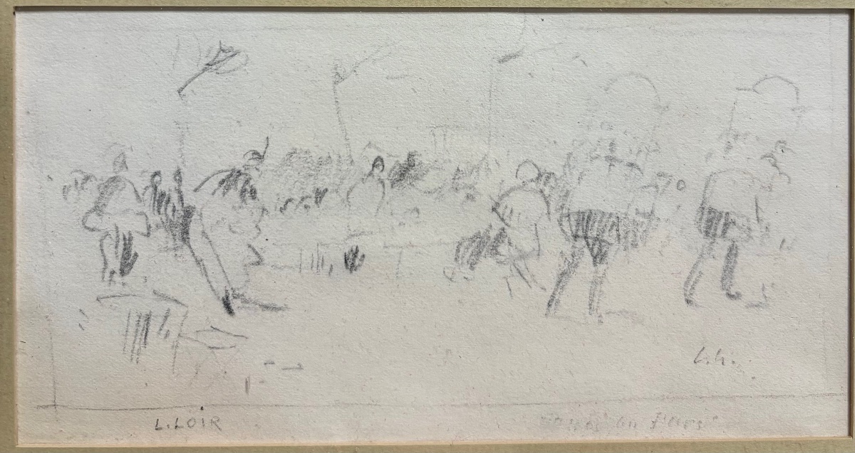 Luigi Loir (1845–1916), Drawing On Paper, "the Flower Bearers"-photo-2