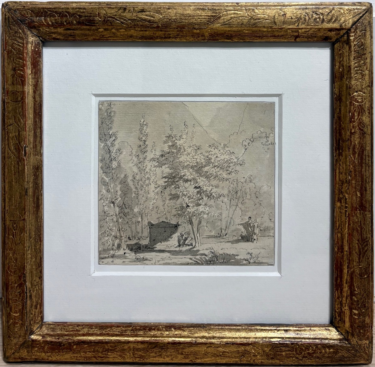 Dessin Ancien, école du 18ème Siècle, cadre d'époque.