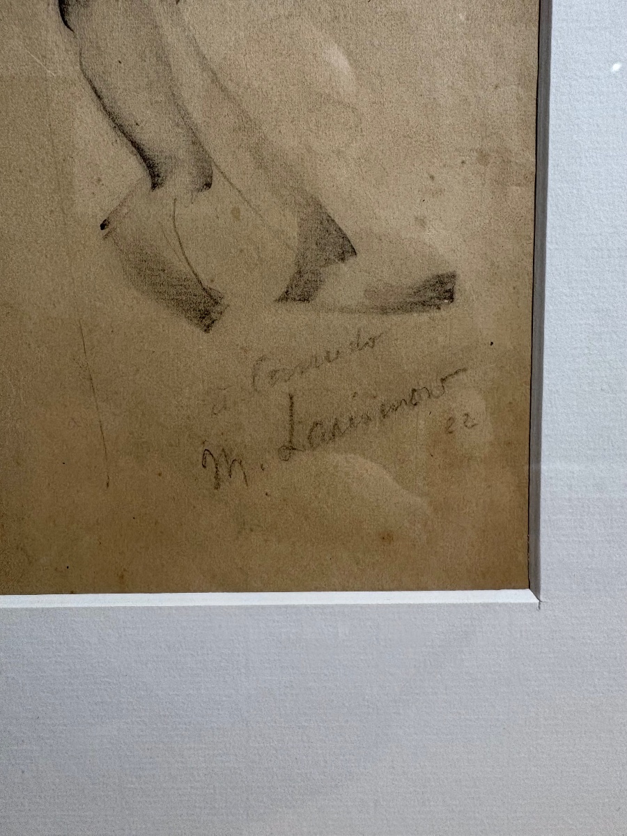 Michel Larionov (1881-1964), personnage assis, dédicace à Canudo.-photo-4